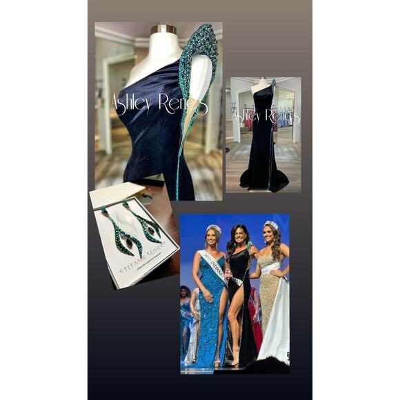 Jovani Dresses & Skirts - Jovani Couture Pageant Prom Dress Gown Rhinestone Black Size 2 Somers Earrings